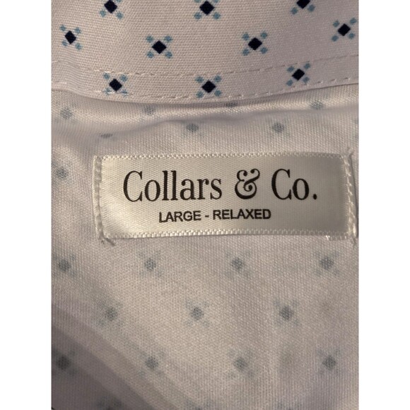 NWOT Collars and Co Mens L Relaxed Shirt Dress Collar Golf Polo White Pebble - Picture 4 of 7